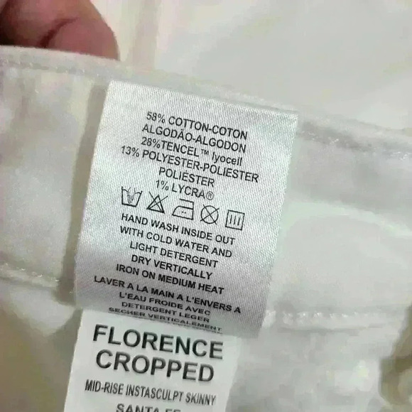 Women's DL1961 Florence Cropped Midrise Instrasculpt Skinny white jeans size 24 - Picture 5 of 11